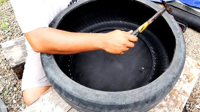 Бак для воды из старой покрышки