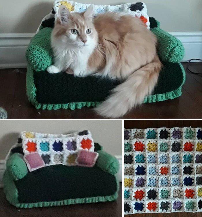 Вязаные диванчики для котиков