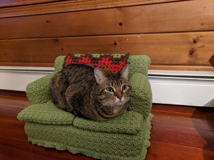Вязаные диванчики для котиков